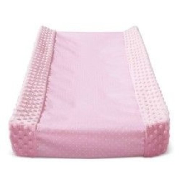 Cloud Island Pink Wipeable Changing Pad Cover with Plush Sides Dots - Picture 1 of 4